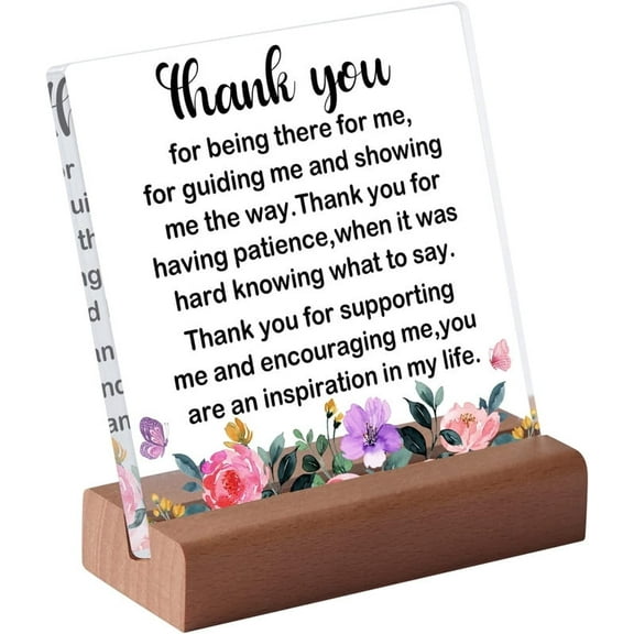Thank You Farewell Gift for Women Men Friend Boss Retirement Gift Square Acrylic Desk Plaque Sign With Wood Stand Decor for Home Office Desk-Thank You For Being There For Me Sign 4In