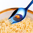 thumbnail image 4 of 2 In 1 Spoons Forks 5 Pieces Stainless Steel Reusable Metal Soup Dinner Spoons Camping Flatware, 4 of 5