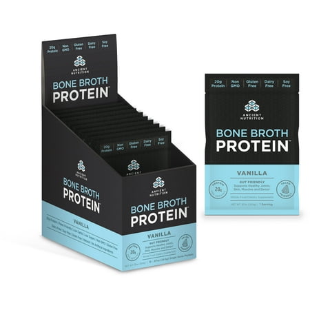 Ancient Nutrition Bone Broth Protein, Vanilla - 15 Packets - Gut Friendly