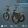 thumbnail image 6 of GOBIKE Forte Electric Bike, Electric Tricycle for Adults, Motor Ebikes, 3 Wheel Bicicleta Electrica para Adultos, 18AH+18AH Up to 144 Miles Per Charge, 6 of 6