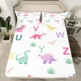 thumbnail image 2 of Manfei Kawaii Dinosaur Kids Twin Sheet Sets, Cartoon Initial Letter Twin Fitted Sheet, Cute Animal Flat Sheet, Breathable Home Decor, 3pcs, 2 of 7