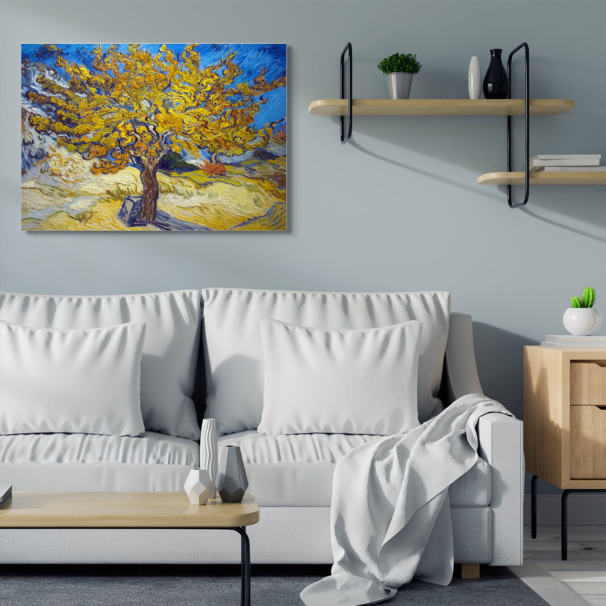 Stupell Home Décor Golden Tree Blue Yellow Classical Painting Canvas Wall Art by Vincent Van Gogh