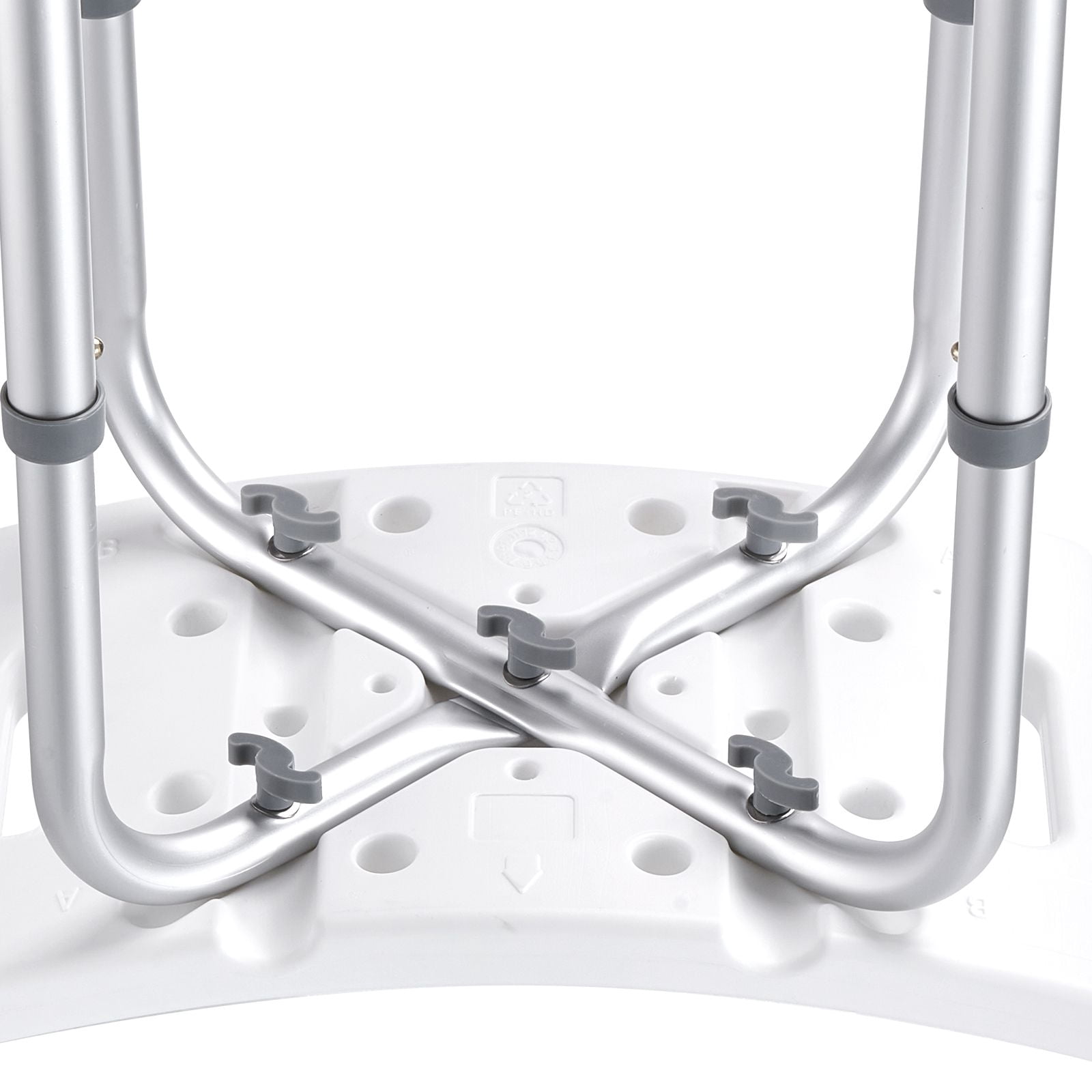 Shower Stool 350 lbs Capacity 6 Height Settings Curved Seat Aluminum for Seniors Bathroom Bathtub