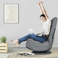 thumbnail image 4 of Costway Gaming Chair Fabric 6-Position Folding Lazy Sofa 360 Degree Swivel Grey, 4 of 12