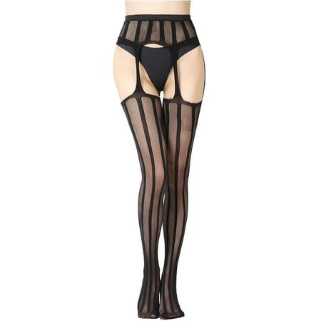 

Monfince Women s High Waist Fishnet Tights Suspenders Pantyhose Thigh High Stockings