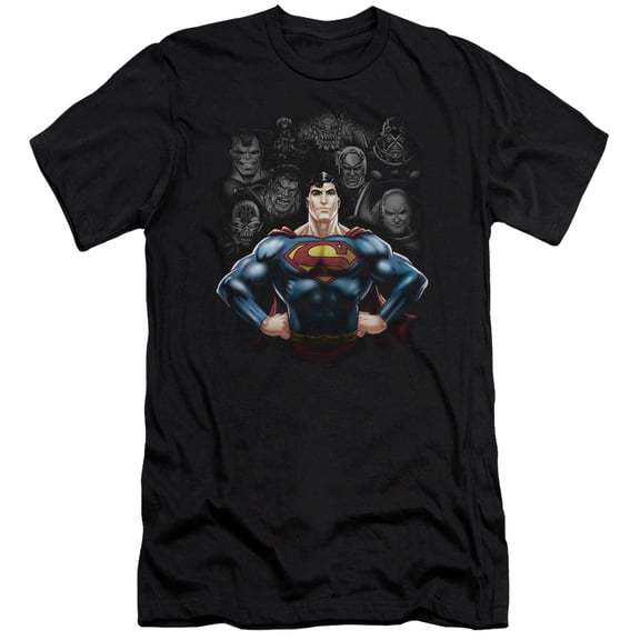 Superman Villains Premium Adult Slim Fit 30/1 T-Shirt Black