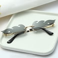 thumbnail image 4 of Wutalume Fashion Funny Small Frame Sunglasses, Rimless Colorful Metal Flame Design, UV Protective Lenses, Unique Statement Glasses for Party, Festival, and Trendy Outfits,Black, 4 of 6