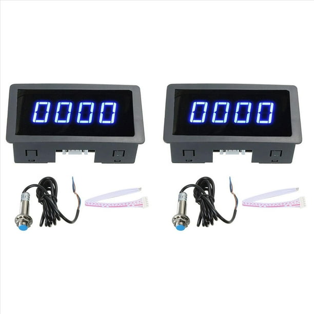 2X 4 LED Digital Azul Tacómetro RPM Medidor de Velocidad + Sensor de Interruptor de Proximidad Hall NPN