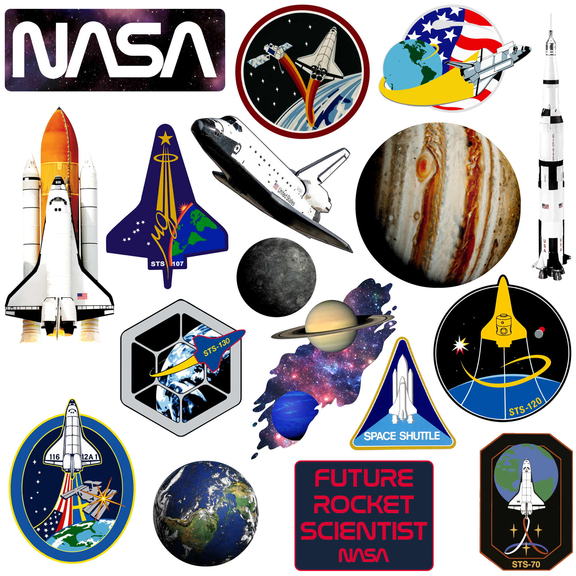 NASA Missions 50ct Vinyl Large Deluxe Stickers Variety Pack - Laptop, Water  Bottle, Scrapbooking, Tablet, Skateboard, Indoor/Outdoor - Set of 50 
