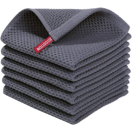 

100% Cotton Waffle Weave Kitchen Dish Cloths Ultra Soft Absorbent Quick Drying Dish Towels 12x12 Inches 6-Pack Dark Grey 12 x 12 - 6 Pack F165662