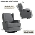 thumbnail image 2 of Recliner Chair Set of 2 Swivel Glider Rocker Nursery Chair for Adults, High Back Upholstered Rocking Armchair for Living Room, Manual Reclining Sofa Lounge Chair with Deep Seat in Fabric - Gray, 2 of 6