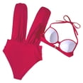 thumbnail image 4 of EYNMVR Womens Halter 2 Piece Push Up Swimsuit High Waisted Tummy Control High Cut Bikini Ruched Suspenders, 4 of 9