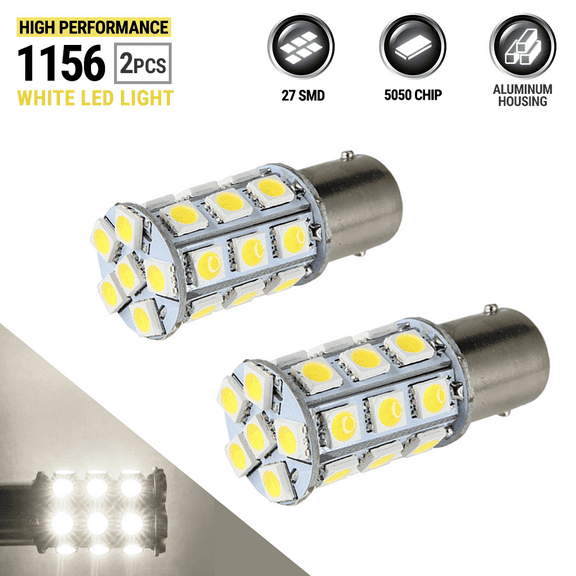 2 X White 1156 BA15S 27 SMD 5050 LED Light bulbs Turn Signal Backup Reverse