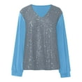 thumbnail image 5 of Womens Blouses Tops New V Neck Shiny Sequin Elegant Sequin Long Sleeve Loose Version Of Sequin Womens Dressy Casual Shirts,Blue,L, 5 of 5