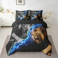thumbnail image 2 of Manfei Safari Lions 7pcs Bedding Comforter Set,Abstract Lightning Queen Bedding Sets Super Cozy,Woodland Animal Queen Sheet Sets,Luxury Boys Bedroom Decor,Reversible, 2 of 8
