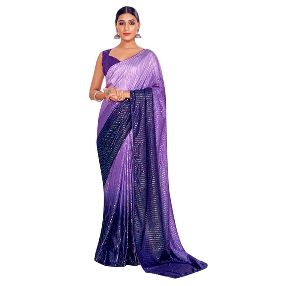 Sarees For Women Bollywood Art Silk Saree || Sequence Embroidered Indian Sari & Unstitched Blouse