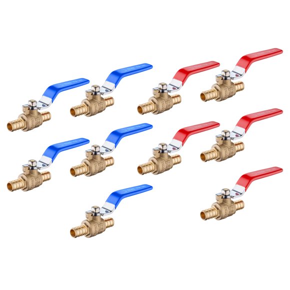 Válvula esférica EFIELD Pex Crimp Brass con puerto completo de 1/2 pulgada (paquete de 10)