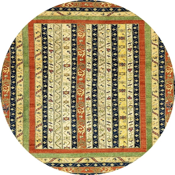 Ahgly Company Indoor Round Abstract Red Brown Abstract Area Rugs, 4' Round