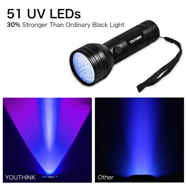 Uv Lampe de poche Lumière noire Uv Lumières, 51 Led Ultraviolet