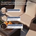 thumbnail image 3 of BELLEZE Brasillia Outdoor 4 Pcs Patio Conversation Set Wicker Rattan Sectional Sofa With Cushions & Coffee Table, Brown, 3 of 7