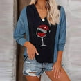 thumbnail image 1 of DPTALR Femme T-Shirt à Col en V à Manches Longues d'Automne Imprimé Blouse à Capuche Hauts, 1 of 5