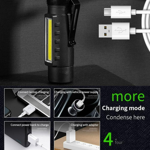Lámpara Linterna LED COB para acampar, resistente al agua, para correr, ciclismo (negro) Likrtyny Para estrenar