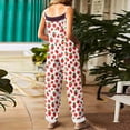 thumbnail image 4 of Iaqnaocc Beach Flowy Jumpsuits for Women Summer Boho Bib Overalls Casual Loose Strawberry Print Wide Leg Cropped Jumpsuit Sweet Beach Romper Red XL, 4 of 7
