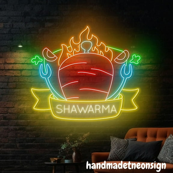 Handmadetneonsign Shawarma Neon Sign, Eastern Food Led Sign, Kebab Food Light, Mexican Food Decor 71708