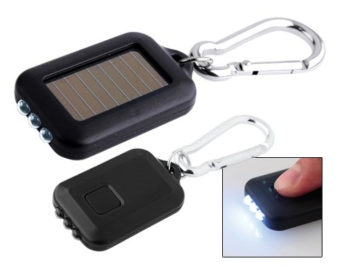 1X Hot Solar Power 3 LED Light Keychain Flashlight Black.