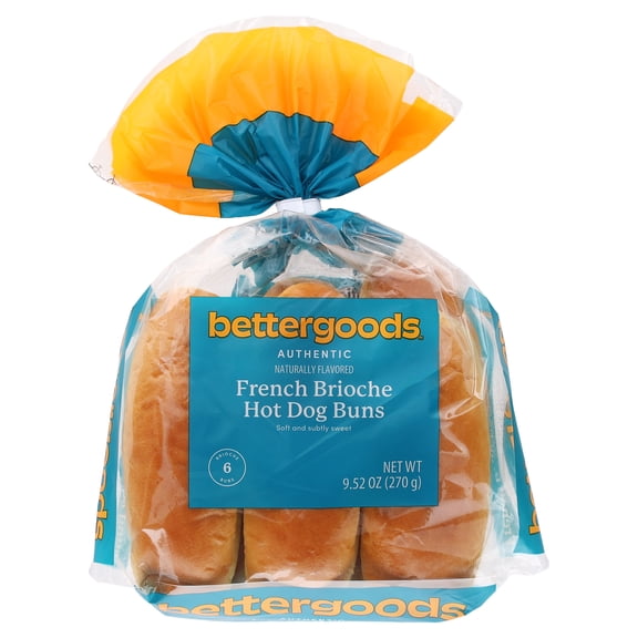 bettergoods French Brioche Hot Dog Buns, 9.52 oz., 6 Count, Shelf-Stable
