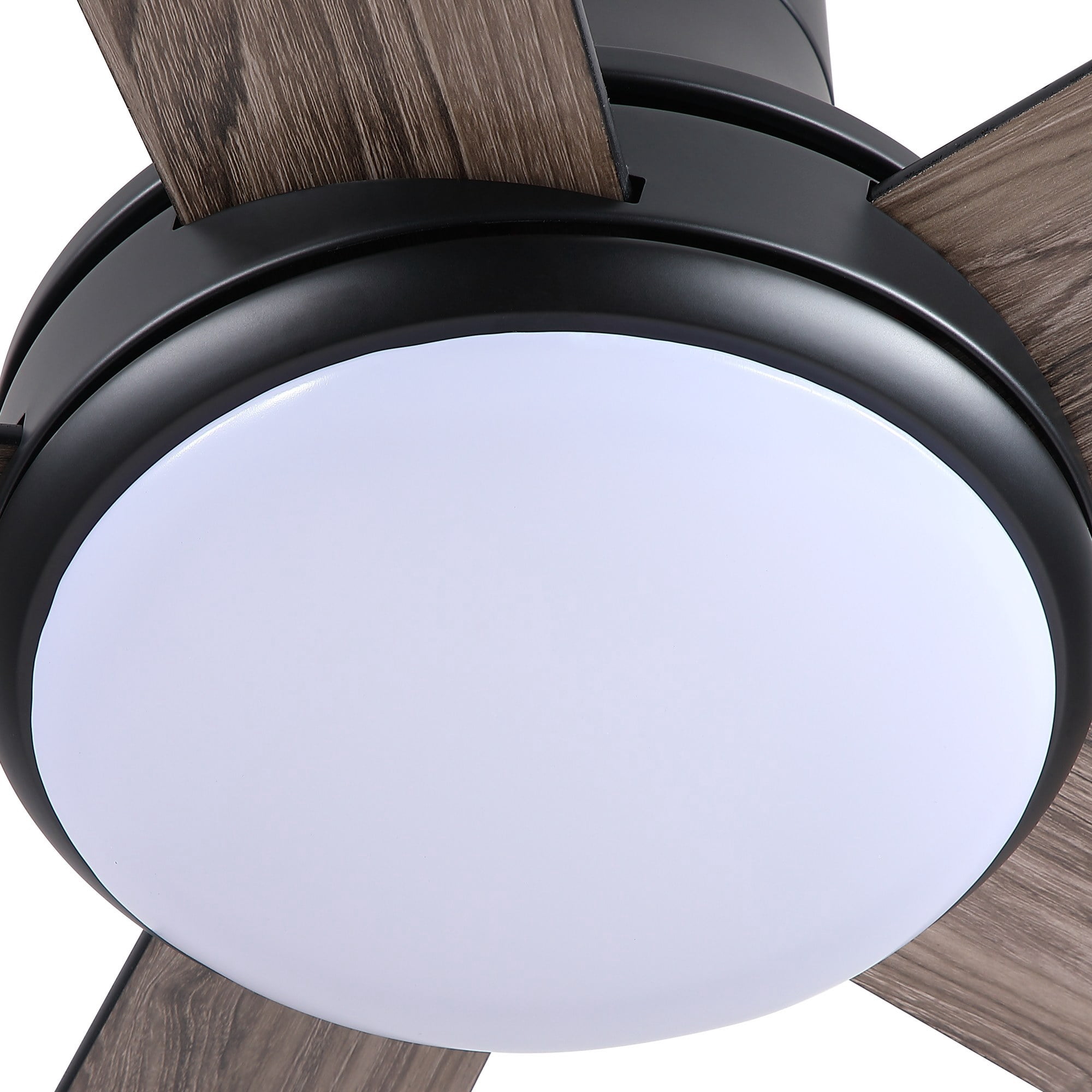 Leumius 52" Farmhouse Matte Black Integrated LED Smart Ceiling Fan with DC Remote Control for Bedroom Living Room