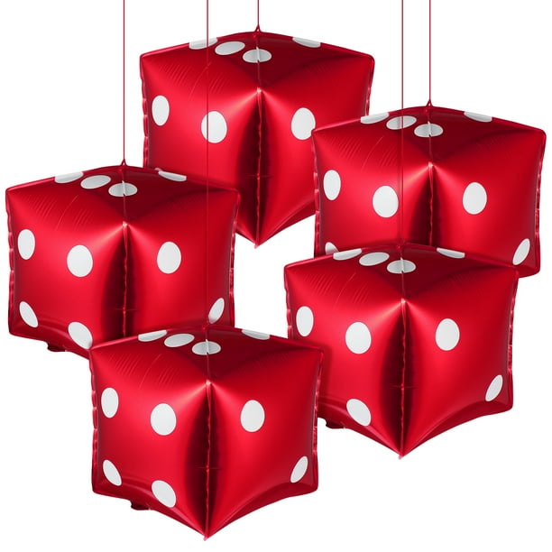 5 globos cúbicos de aluminio, globos cuadrados de aluminio con forma de dados, globos tridimensionales para decoración de fiestas.