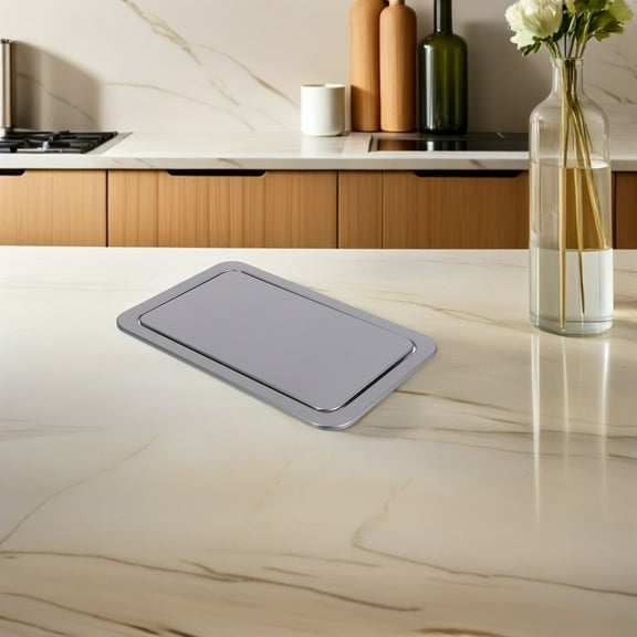 OUNONA Stainless Steel Trash Can Lid Recessed Design Replacement Cover for Kitchen Bathroom Trash Cans and Easy to Clean