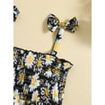 thumbnail image 5 of vera natura Baby Girls Rompers Dress Sunflower Print Sleeveless Bowknot Straps Layered Skirt Hem Toddler Clothes, 5 of 9