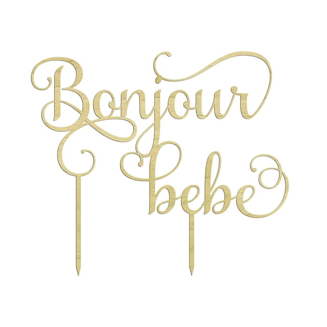 Banjour Bebe Custom Wooden Cake Topper Personalized Rustic Cake Topper Cake Decoration 7-8 Inches wide