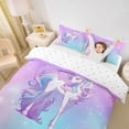 thumbnail image 3 of Metsweet Princess Unicorn Twin Duvet Cover, Dreamy Gradient Starry Sky Twin Bedding, Blue Purple Pink,2pcs,1 Duvet Cover and 1 Pillowcase, 3 of 6