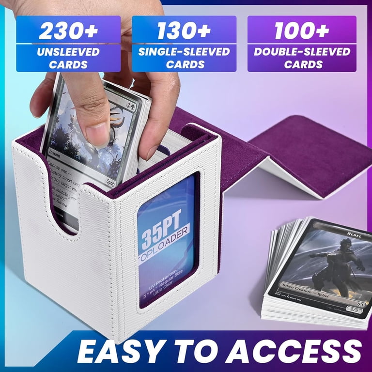 Banloga Card Deck Box, Holds 100+ Double-Sleeved Cards, PU Leather,  Magnetic Closure, TCG CCG Holder - Walmart.com