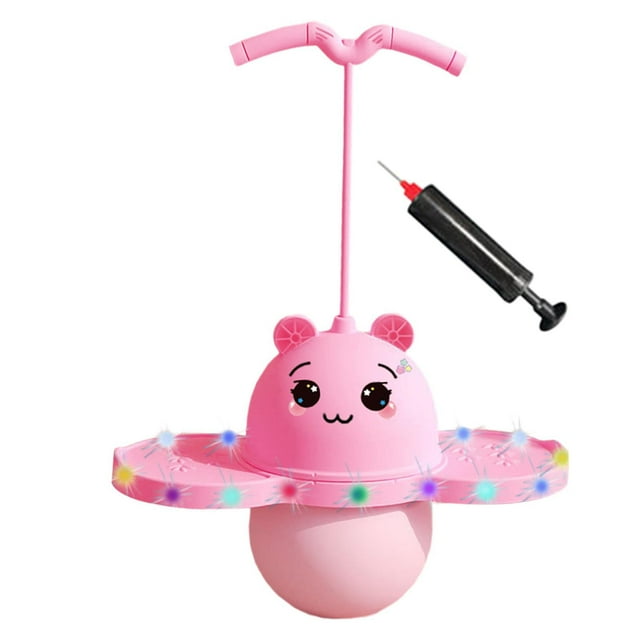 Yingyy Pogo Ball with Handle Cartoon Board Bouncing Ball with Handle Bouncing Ball for Outdoor Home Exercises Pink