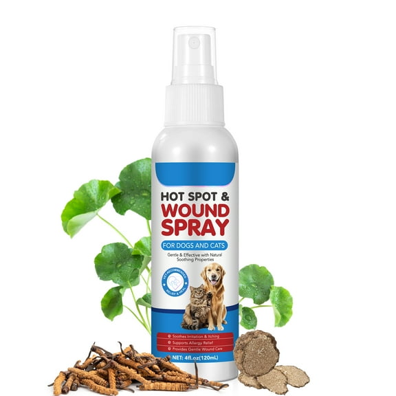 Petpya Hot Spot Spray for Dogs & Cats & Wound Spray Natural Itch Relief for Dogs Relieves Skin Allergies, Wound Care, Safe for All Pets 120ML
