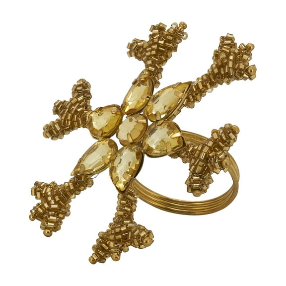 Saro Lifestyle Beaded Snowflake Design Napkin Ring (Set of 4)