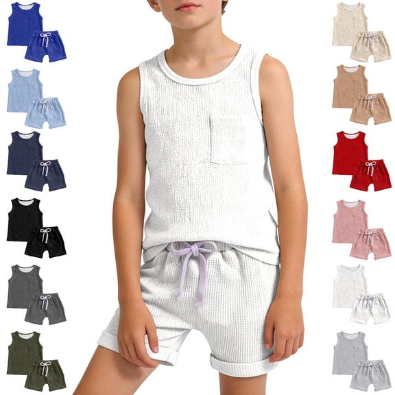 Bigetiay Boys Summer Clothes Classic Athletic Tracksuit Sleeveless Tank Top Shorts Set Boys' Clothing Sets 4-5 Years