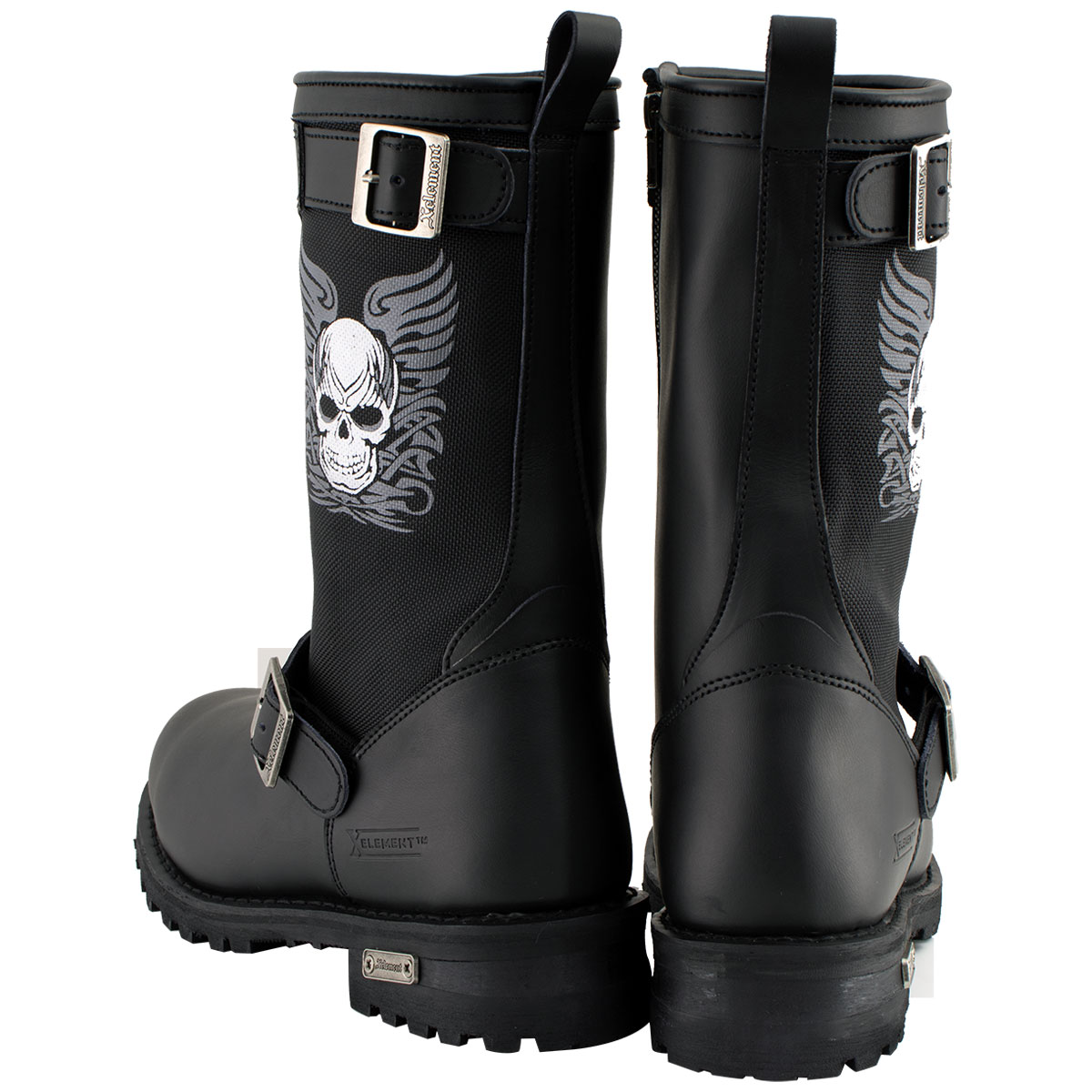 Xelement X19405 Men's Black Tribal Skull Leather Motorcycle Boots with Poron Cushion Insoles 12 - image 3 of 10