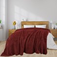 thumbnail image 3 of PiccoCasa Fluffy Fleece Blanket Lightweight Plush Throw Blanket for Couch Sofa Bed, Burgundy Queen(90" x 90"), 3 of 6
