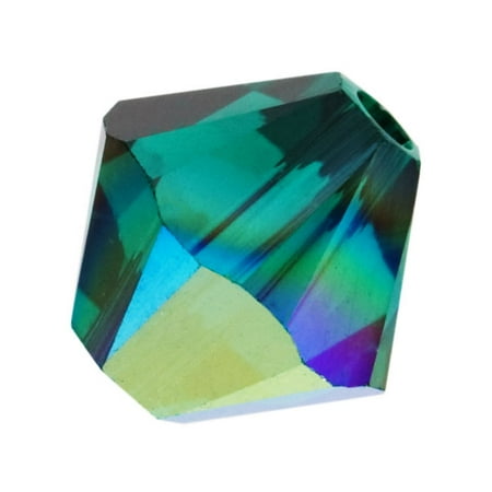 - Swarovski Crystal, #5328 Bicone Beads 4mm, 24 Pieces, Emerald AB