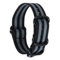 Uxcell Nylon Watch Band 20mm Single Pass Watch Straps Replacement Bands for Men Women with Flat Round Buckle, Black-Gray (26.5mm)