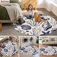thumbnail image 6 of Summer Marine Life Round Area Rugs 3 ft, Black Line Ocean Shell Starfish Sea Conch Seaweed Washable Small Area Rug with Non-Slip Sturdy Edge Binding Round Front Door Mat Floor Carpet for Entryway, 6 of 9