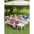 thumbnail image 4 of Outdoor Tablecloth with Umbrella Hole for Patio/Picnic/Party/Camping, Independence Day Waterproof Table Cloth Rectangle Table Cover Washable, Red Blue Poppies Floral 4th of July Beige (60"x 102"), 4 of 8
