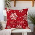 thumbnail image 4 of Christmas Hello Winter Snowflake Throw Pillow Cover 18x18 Inch Red White Outdoor Christmas Decorations Xmas Holiday Decorative Throw Pillow Case for Home Living Room Couch Porch Decor, 4 of 6