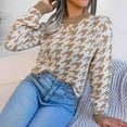 thumbnail image 5 of VALMASS Long Sleeve Crew Neck Color Block Winter Casual Knit Sweater Women (M, Khaki), 5 of 8