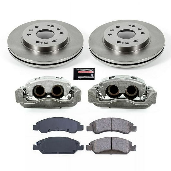 PowerStop Front Stock Replacement Brake Pad and Rotor Kit with Calipers Fits: CADILLAC CHEVROLET GMC Select Models KCOE2069